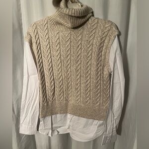 Layered Knit & Button Down Dress Shirt